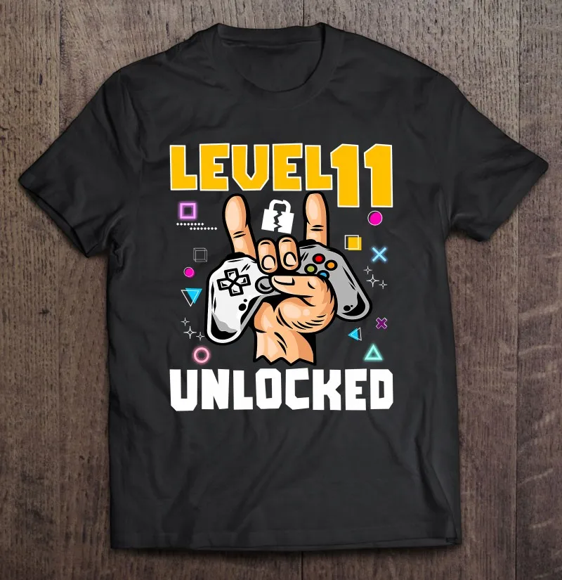 

Level 11 Unlocked Awesome Video Game 11Th Birthday Kids Gift Men T-Shirts Shirt Male Unisex Blouses Top Men T-Shirt T Shirt