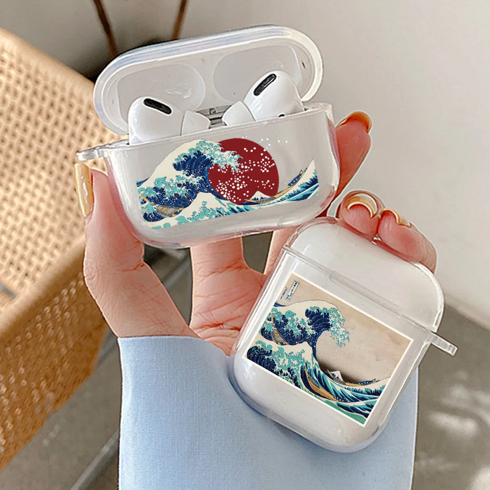 

Blue Wave Cover For Airpods 2/1 3 Earphone Coque Soft TPU Fundas Airpods Pro Case Air Pods Covers Earpods Apple Airpod Box