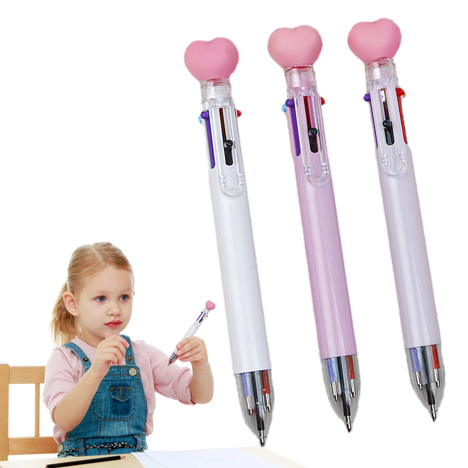 

Многоцветная шариковая ручка, милая Шариковая ручка 6 цветов, 0,5 мм, выдвижная мультяшная ручка с гелевыми чернилами, классные канцелярские ...