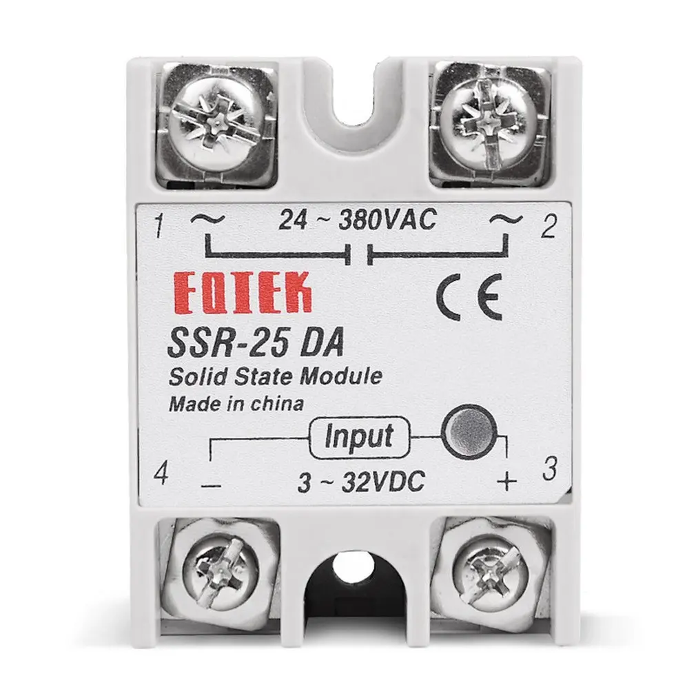 

Solid State Relay DC-AC 10A 25A 40A 60A 80A 100A 12V 3-32V DC TO 220V 24-380V AC Load Single Phase SSR for Temperature Control