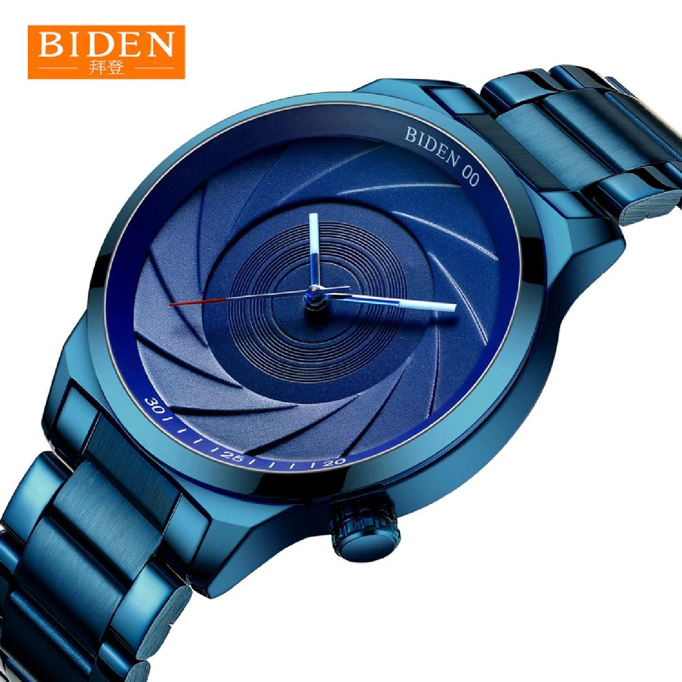 

BIDEN Luxury Brand Quartz Watch Men Unique Dial Design Wristwatch stainless steel Men's Watches Waterproof Business hombre Male