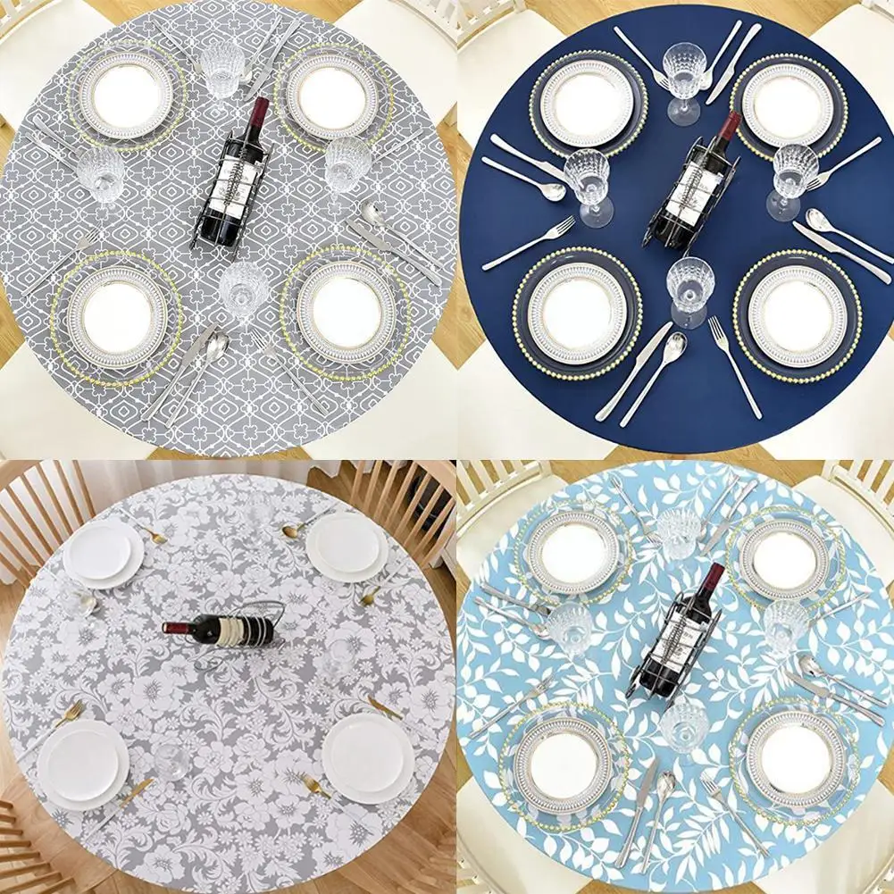 

Круглая Водонепроницаемая эластичная скатерть, классический узор, для комнаты, столовой, для кухни и дома, G0U6