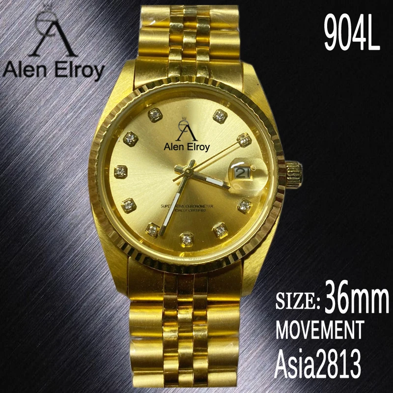 

16 Types Men&Women automatic watch 18K Gold 36mm A quality 904L luxury glide smooth second hand wristwatches
