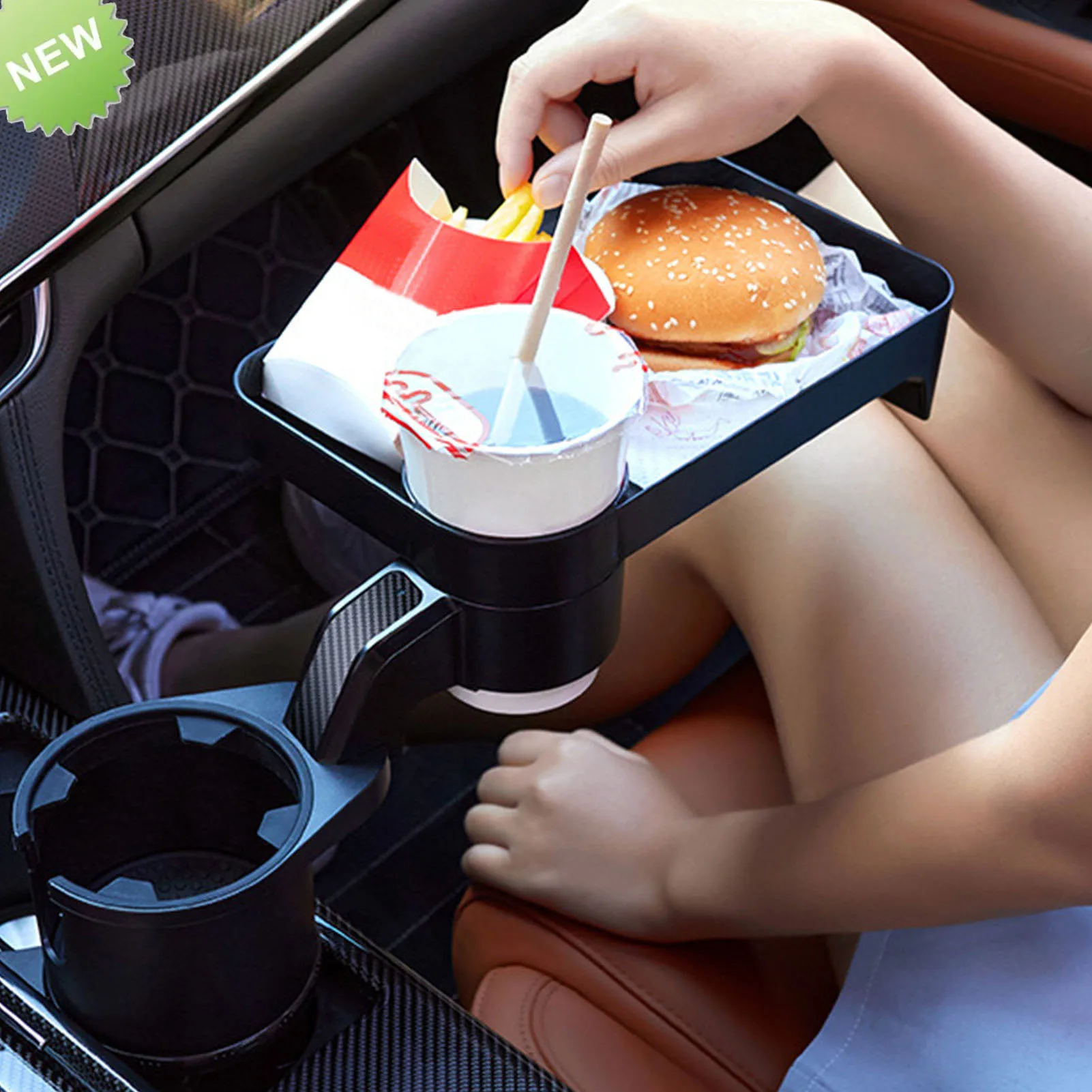 

Multifunction 360° Swivel Adjustable Car Cup Holder With Attachable Tray Car Food Eating Tray Table For Cup Holders Expander
