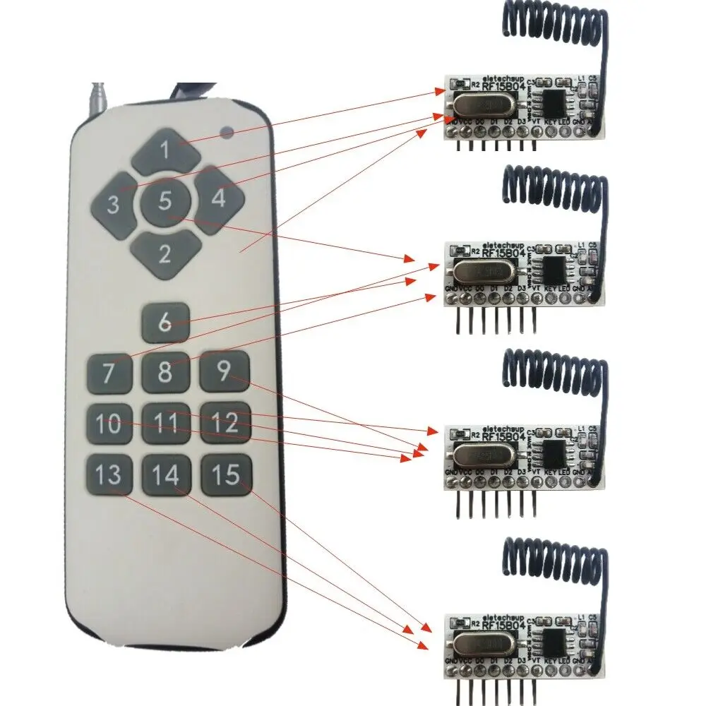 

15CH Remote VS 4 135uA Low-Power -117dBm 5V TTL Decoding RF ASK For Arduino MCU