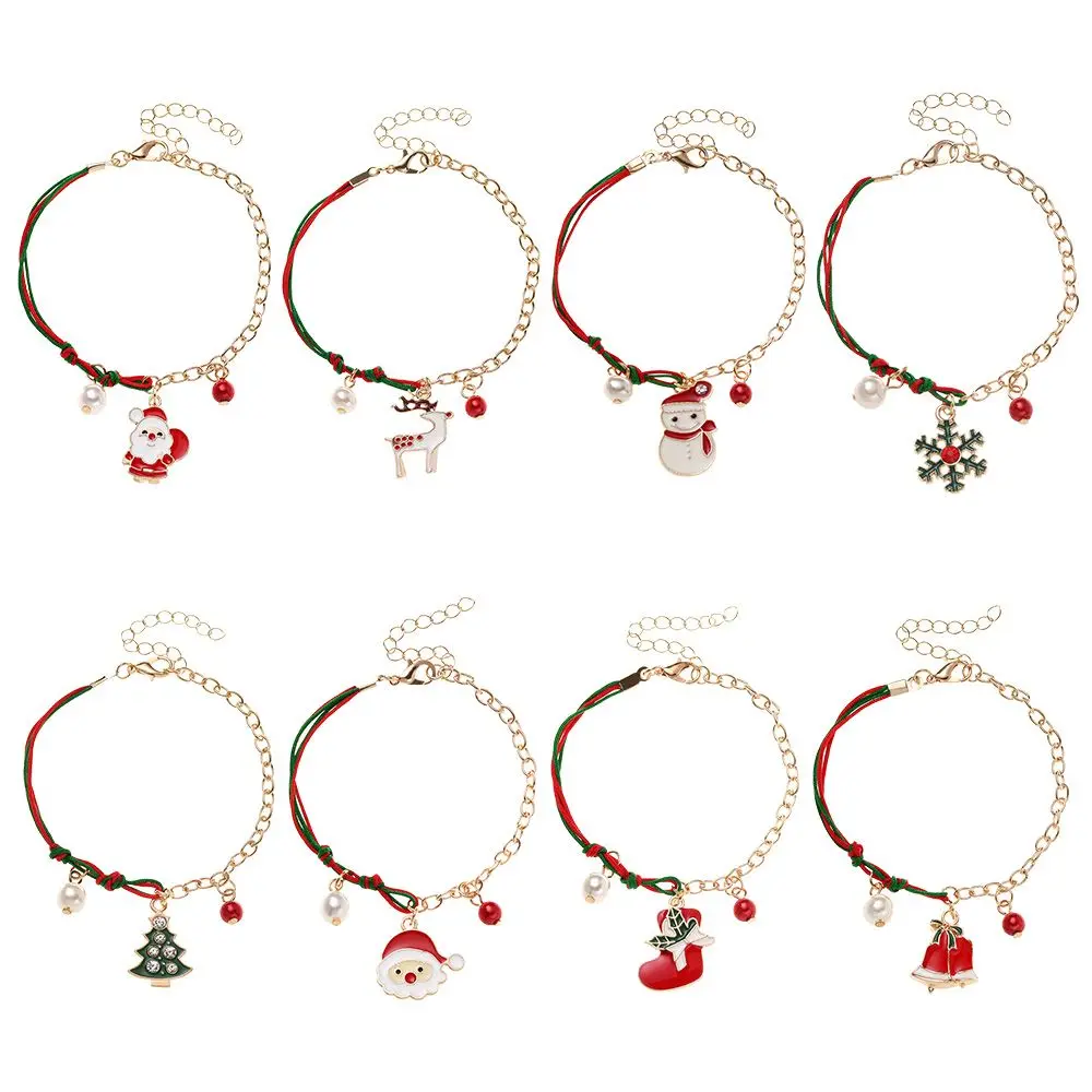 

Women Kids Fashion Alloy Cute Santa Xmas Tree Christmas Hand Rope Bracelet Charm Bracelet Pendant Bracelet Beads Chain
