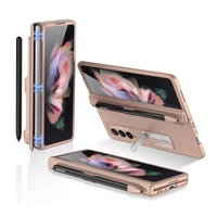 luxury magnetic hinge case for samsung galaxy z fold 3 case with pen holder shockproof cover for samsung galaxy z fold3 funda
