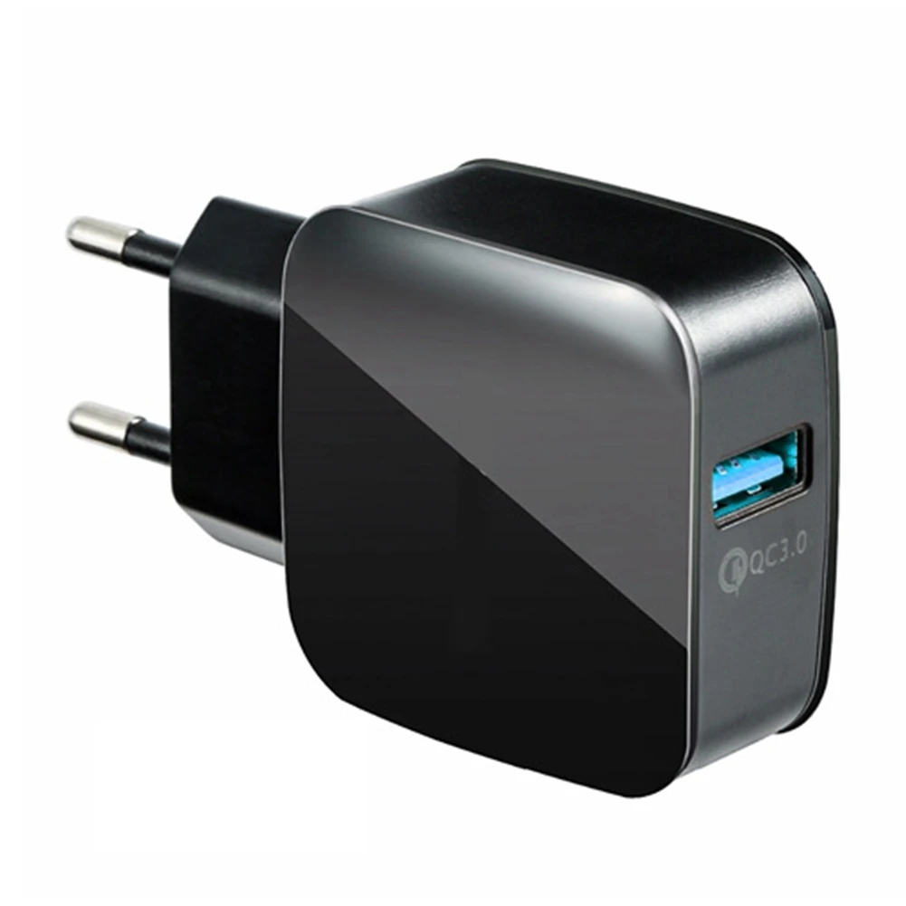 

QC3.0 Mobile Phone Charger Adapter 5V3A Fast Charging for Universal Smart Phone USB Quick Charge Black EU Plug