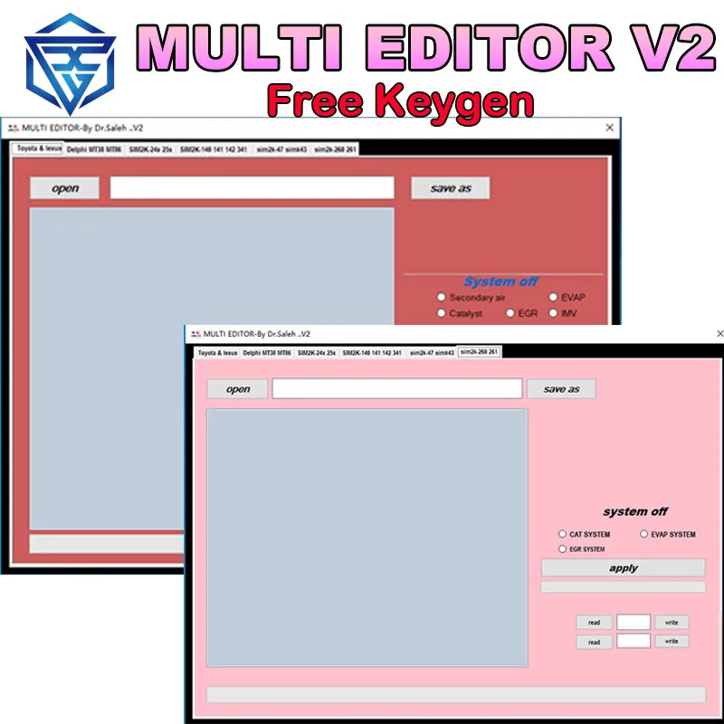 

Free Keygen MULTI EDITOR V2 DTC D-PF E-GR EVAP CATALYST Off Delete ECU File EDITOR for KIA for HYUNDAI for TOYOTA for LEXUS