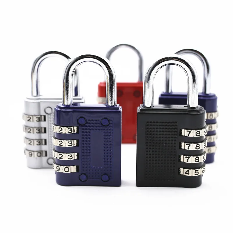 

80*43*14mm Heavy Duty 4 Dial Digit Combination Lock Weatherproof Protection Security Padlock Outdoor Gym Safely Code Black