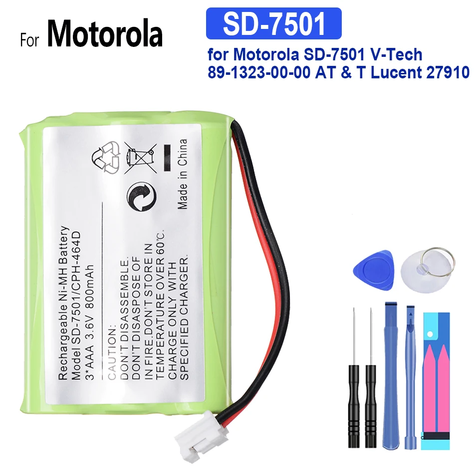 

SD-7501 800mAh Phone Battery for Motorola SD-7501 V-Tech 89-1323-00-00 AT & T Lucent 27910 Replacement Bateria + Tracking Number