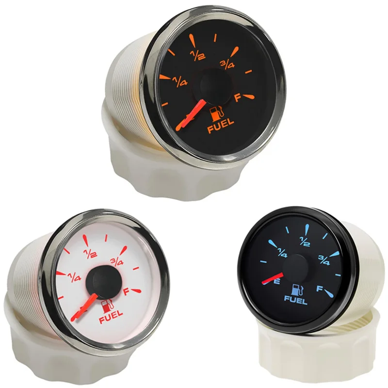 

52mm Auto Pointer Fuel Level Gauges Tuning 240-33ohm 0-190ohm Marine Fuel Tank Meters Devices with 8 Kinds Backlight Color 9-32v