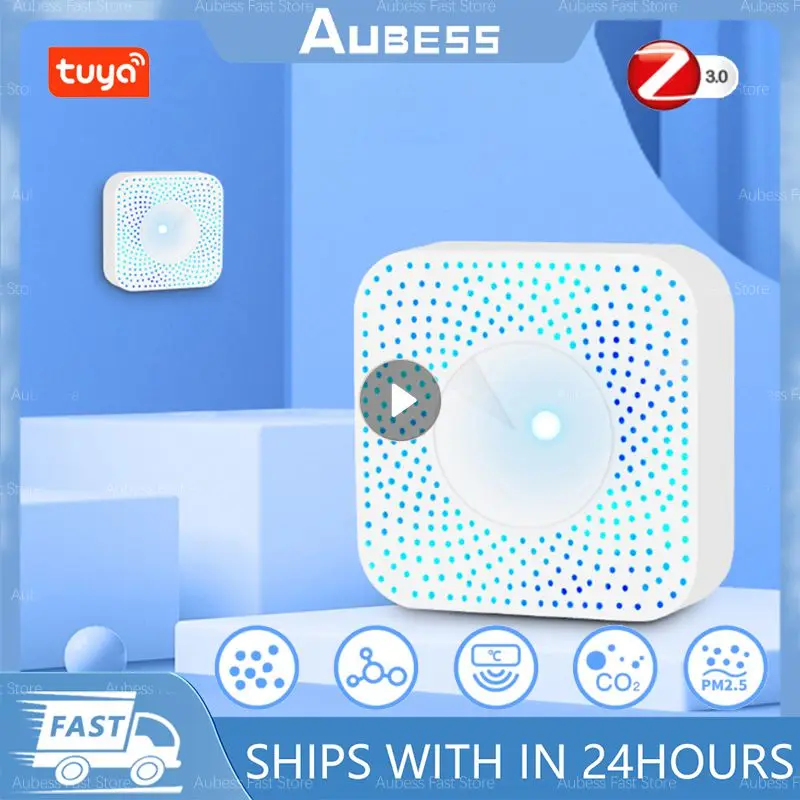 

Смарт-Датчик воздуха Tuya Zigbee, бытовой детектор температуры и влажности для контроля качества воздуха, CO2, VOC