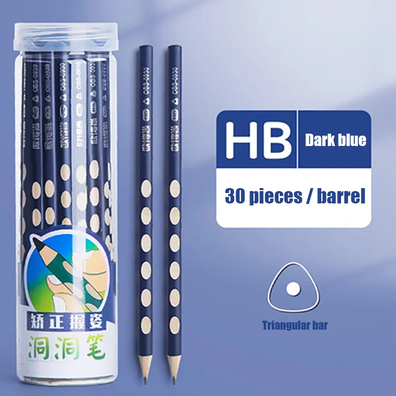 

OBOS 0930 Hole Pencil For Pupils Non-toxic Triangle Pole 2B/HB Stationery 30 Pcs / Box