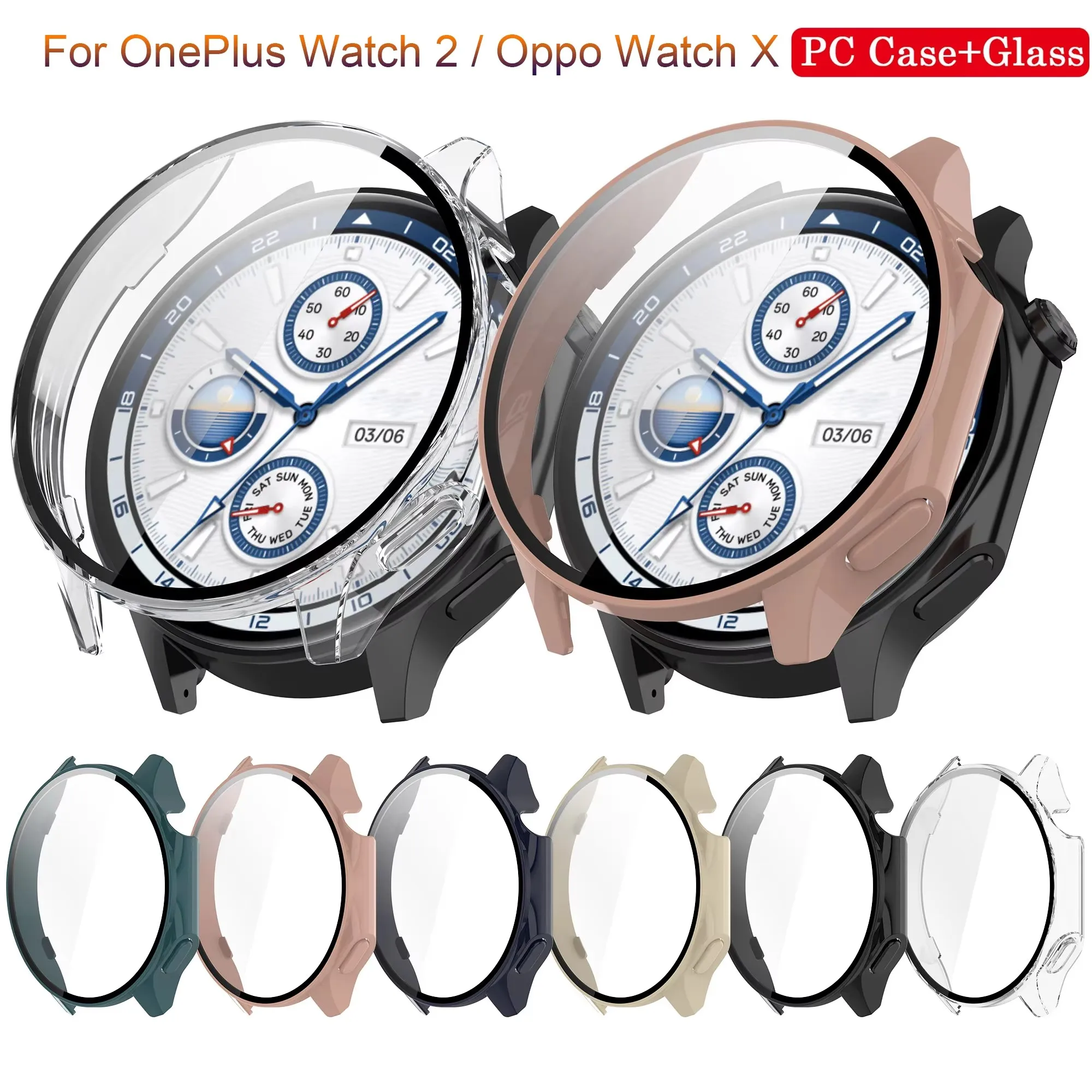Фото Аксессуары для Oppo Watch X, новое стекло + чехол для OnePlus Watch 2, универсальная защитная пленка для экрана, бампер для ПК, закаленное стекло №1