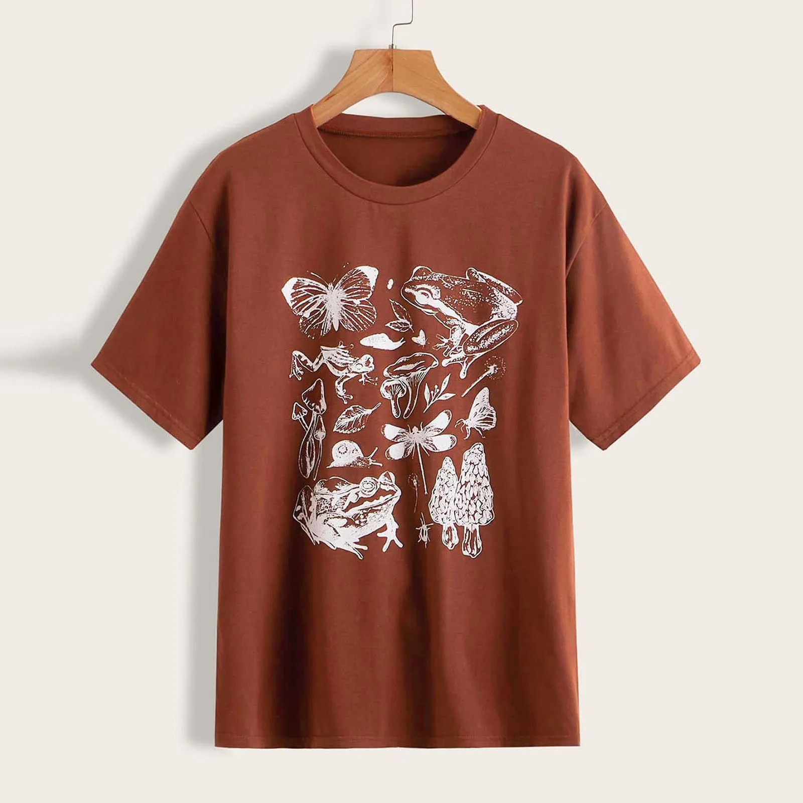 2022 Summer T Shirt Women Mushroom Print Short Sleeve Tee Tops Short Sleeve Shirts Causal Gothic Tshirt Woman Футболка Женский