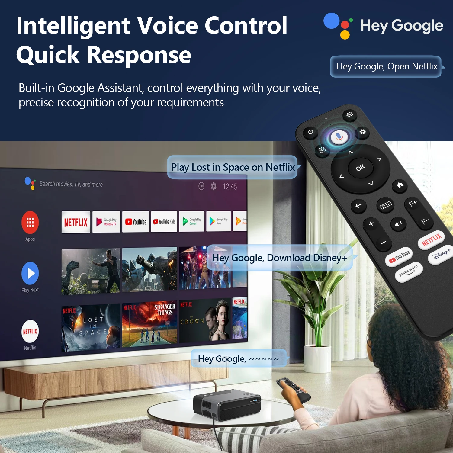 Проектор 4K со встроенным Netflix Dolby Audio, 20 Вт, динамик ...