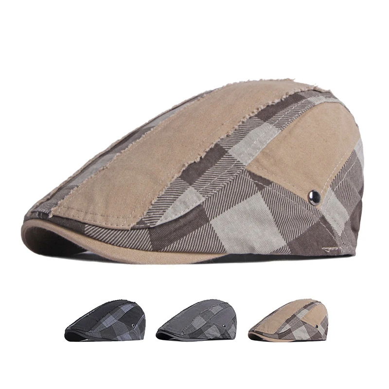 

Newsboy Caps for Men Beret British Vintage Plaid Stitching Forward Hat Women Gatsby Painters Hats Ivy Hat Gorro Hombre Boina