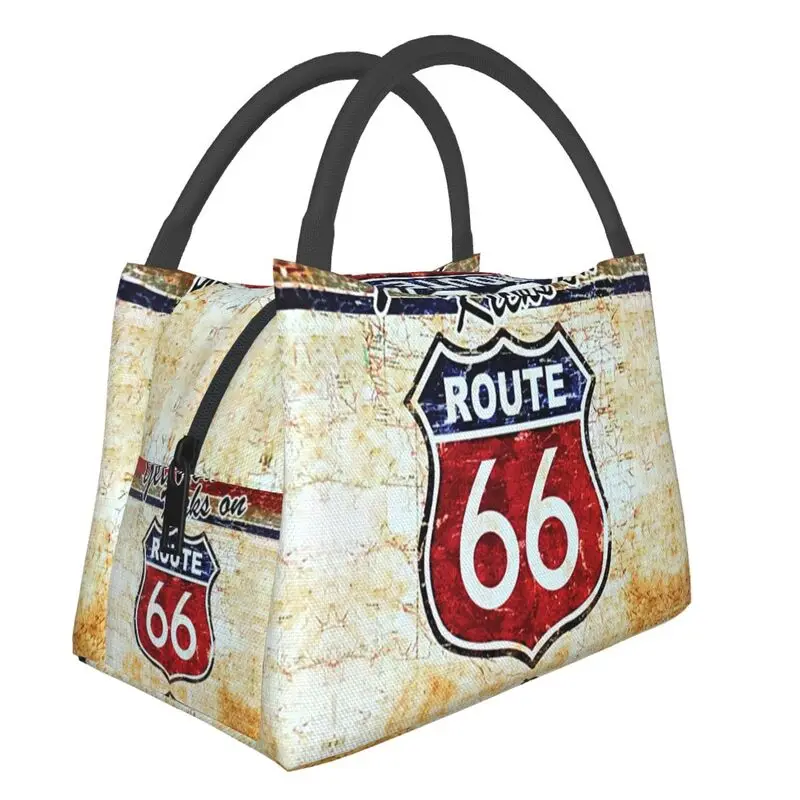 

Vintage American Road Route 66 Lunch Box Women Multifunction Cooler Thermal Food Insulated Lunch Bag Office Work Pinic Container
