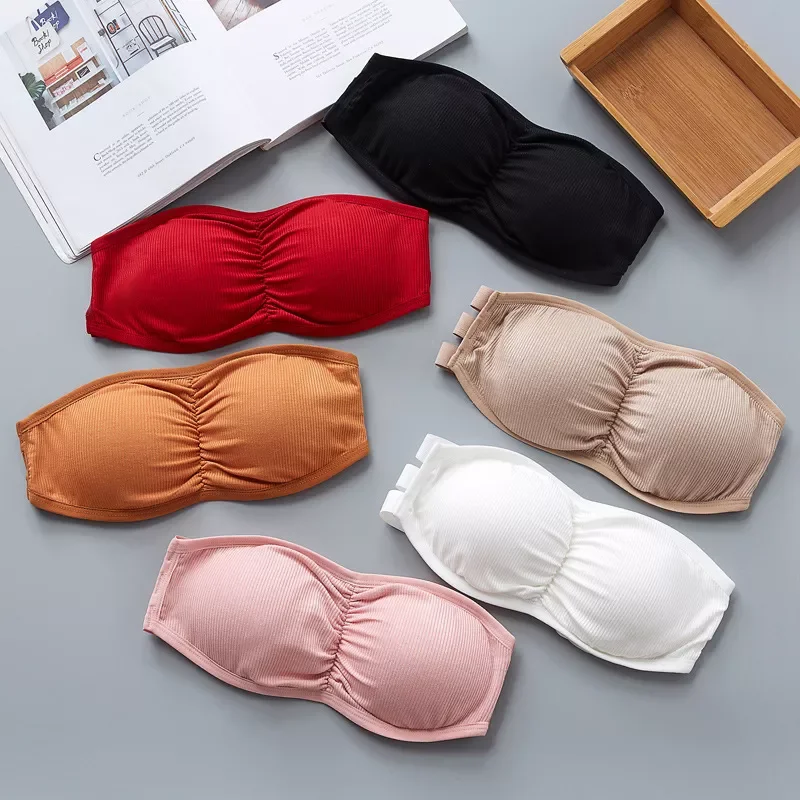 Strapless Bra One-piece Wrapped Tube Top Removable Pads Bras for Women Soft andeau Sexy Lingerie Tube Tops