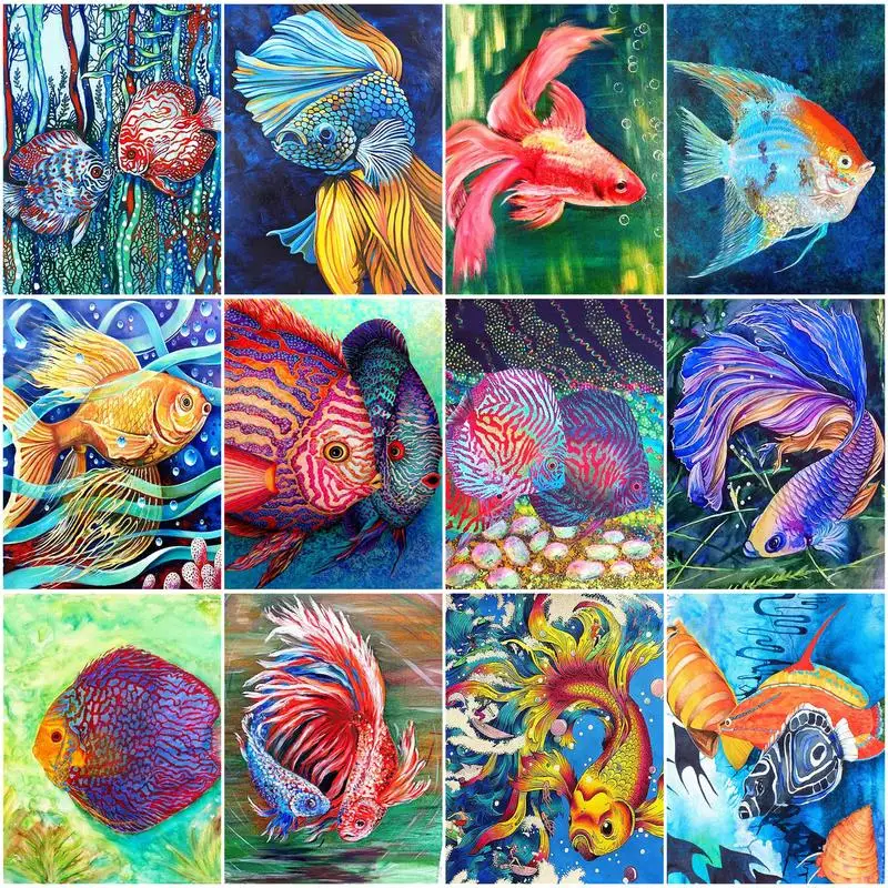 Набор для рисования по номерам на холсте рыба