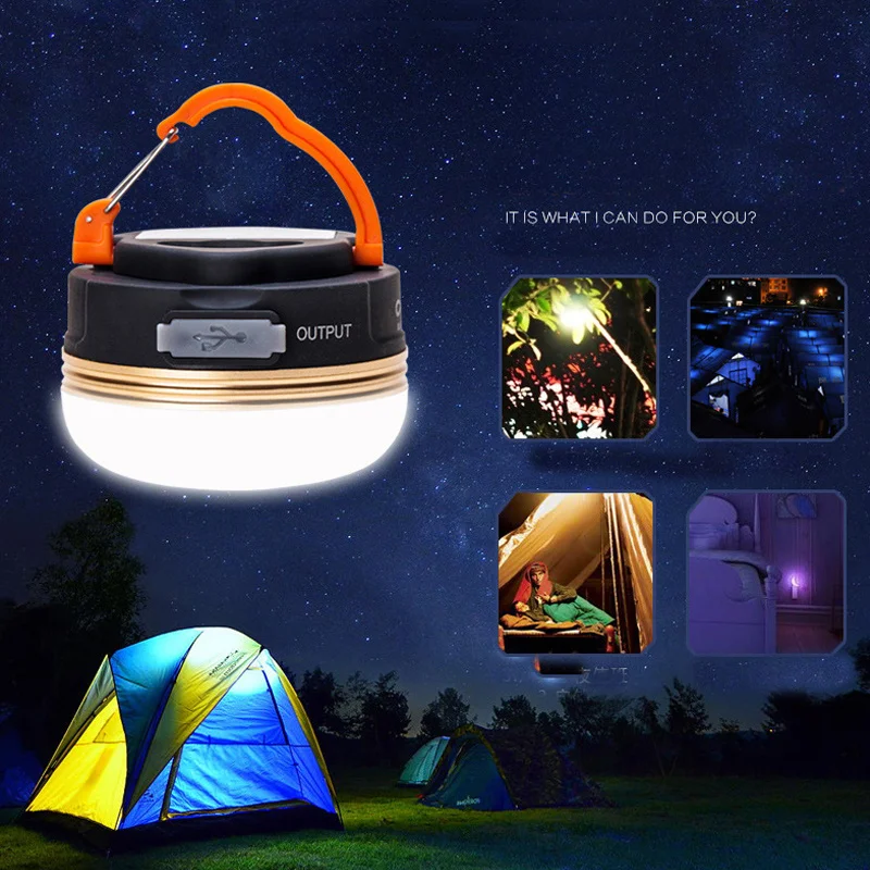 

3W LED Camping Lantern Tents Lamp Mini Portable Camping Lights Outdoor Hiking Night Hanging Lamp USB Rechargeable Flashlight