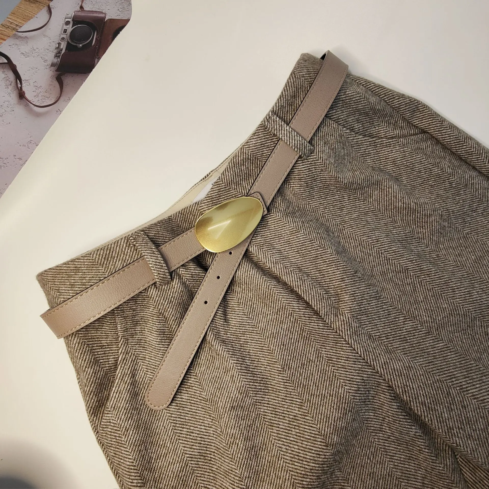 

New Leaf Buckle Color Real Cowhide Belt Women's Simple and Versatile Korean Version of The Trendy Jeans Dress Decorative Belt