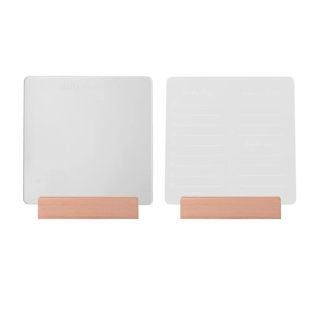 

New Arrival USB Acrylic Daily Moments Photo Memo Message Board With Wood Stand Holder Set Lamp Creative School Stationery Gift