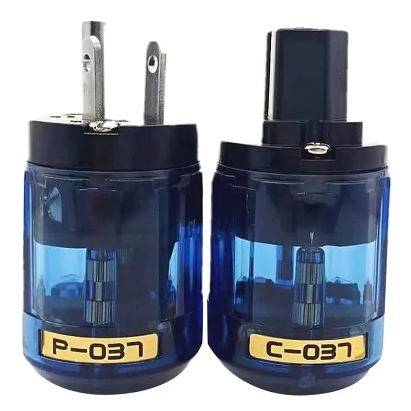 Фото Аудиоразъемы Hi-Fi C-037 P-037 с родиевым покрытием, IEC, 2 шт., гнездо-штекер, прозрачные, стандарт США, MATIHUR №1