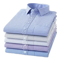 new four seasons mens business striped long sleeve shirt casual fashion comfortable breathable loose free ironing shirt