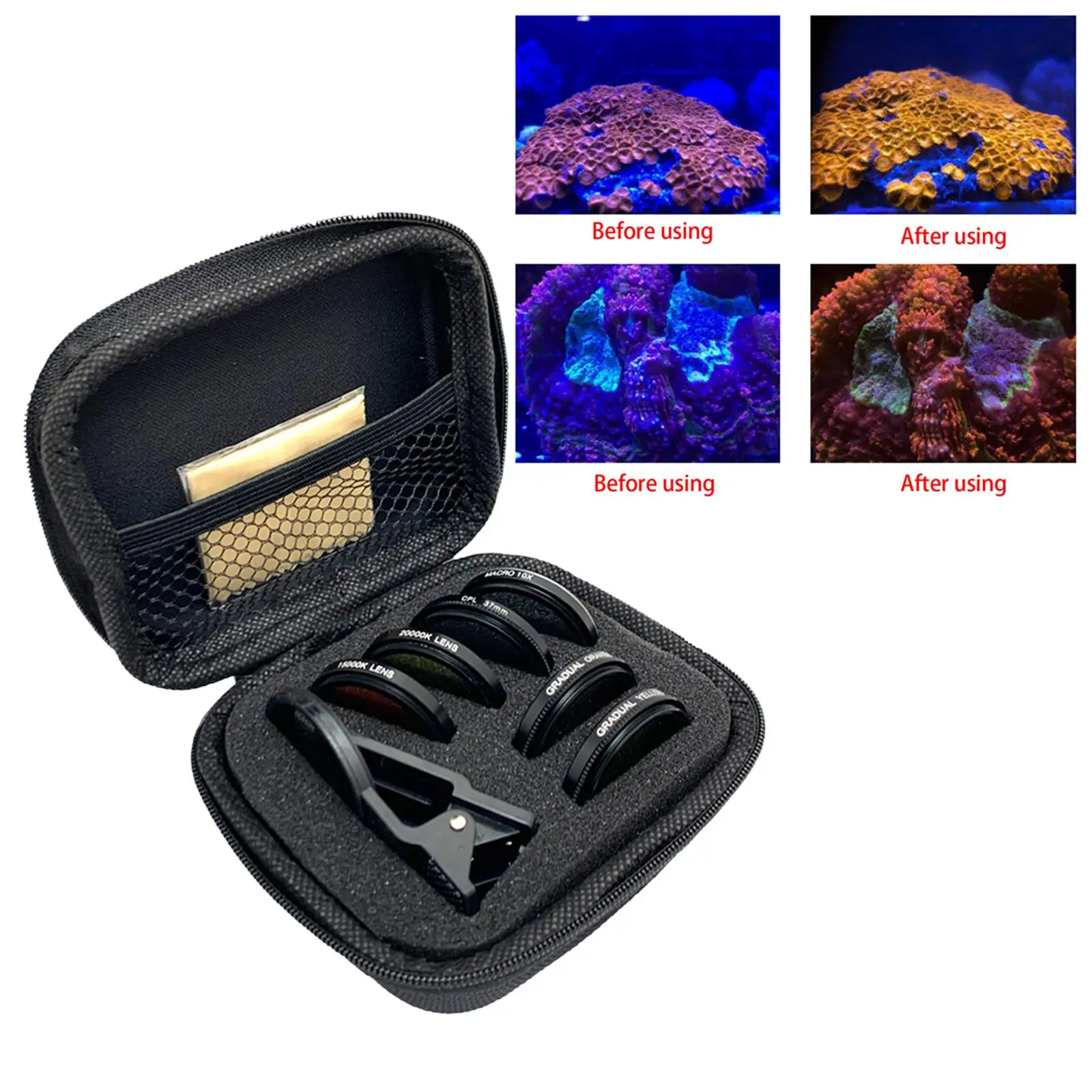 Комплекты фильтров для коралловых линз. Комплект линз дайвинга телефона. 7. с