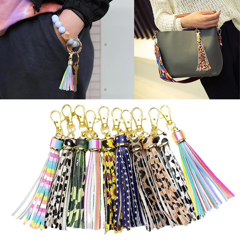 

Luxury Fashion Bag Ornaments Key Chain Exquisite Long PU Leather Tassel AccessoriesCar Trinket Keyring Waist Wallet Keychain