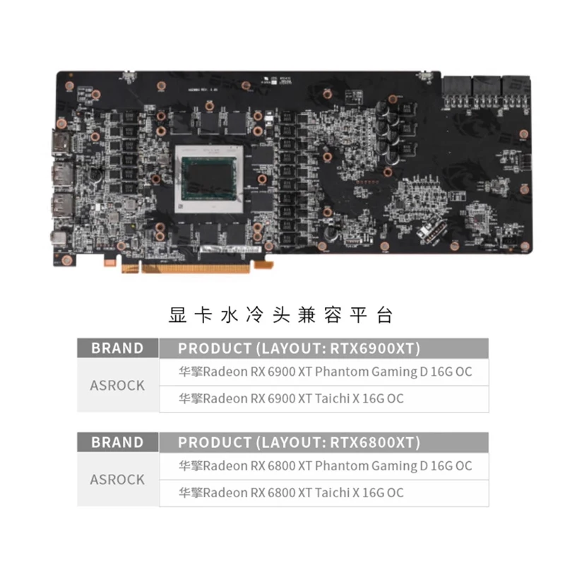 Фото Водоблок Bykski A-AR6900XT-X для видеокарты ASRock AMD Radeon RX 6800 / 6900 XT Taichi X / Phantom Gaming D 16G OC / радиатора №2