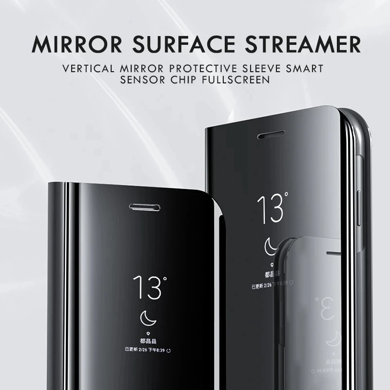 smart mirror flip phone case for xiaomi redmi note 11 10 9 8 8t 9t 6 9c 8 8a 9a 7a mi 11 10t pro lite poco x3 nfc m3 cover coque free global shipping