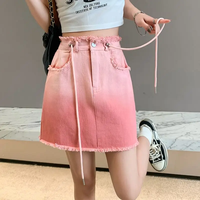 

Мини-юбка женская трапециевидная с завышенной талией и карманами, 2023