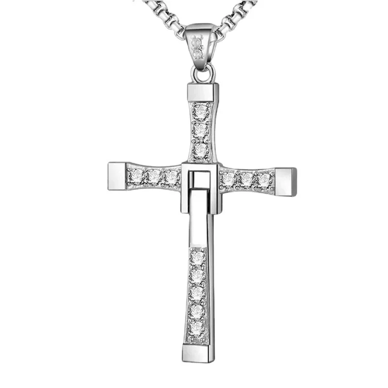 2023 Hot Selling Fast and Furious Stainless Steel Dominic Toretto Jesus Cross Necklace for Men Jewelry Chain Pendant Give Gifts