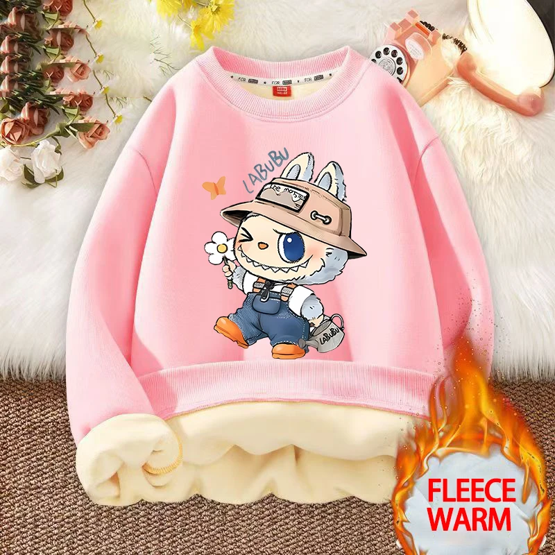 POP MART Labubu детский свитшот с круглым вырезом для мальчиков и девочек топы из