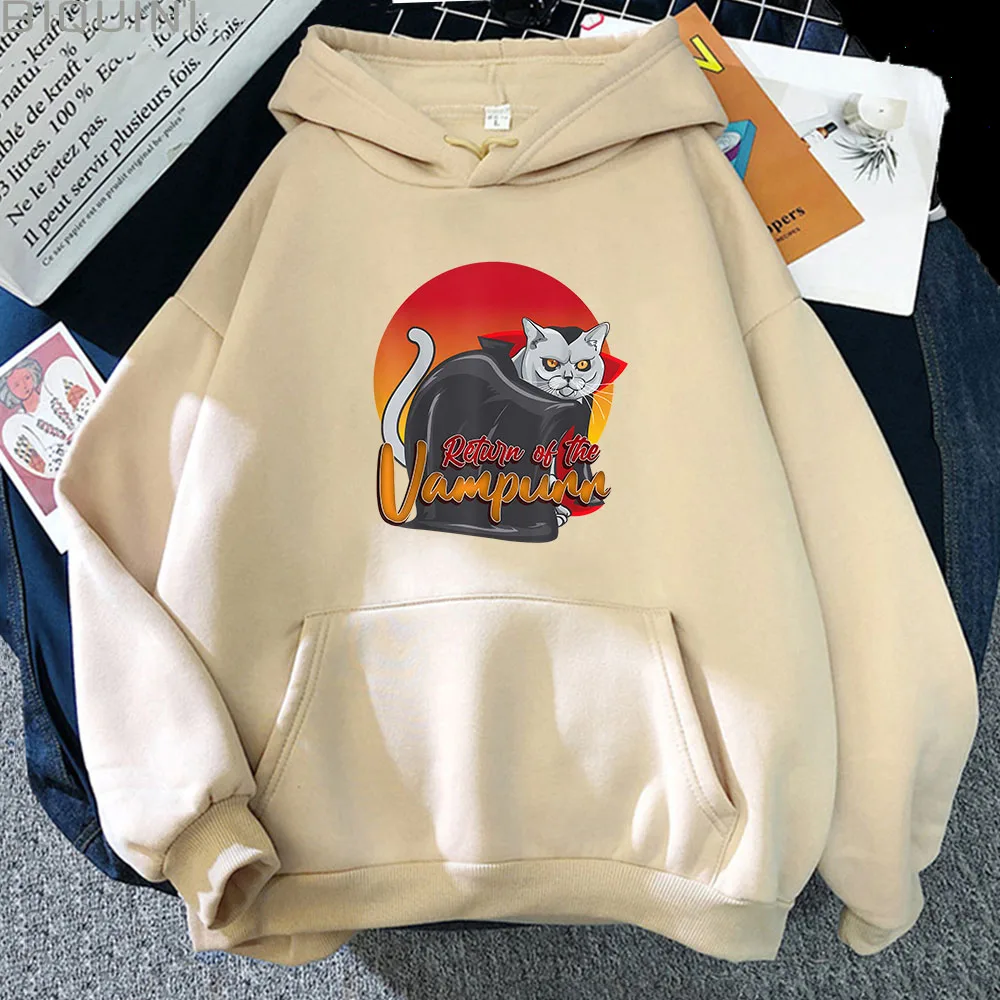 

The Return of Vampurr Winter Clothes Women Cartoon Cute Cat Printed Hoodies Unisex Sweatshirts Long Sleeve Custom Male Pullovers