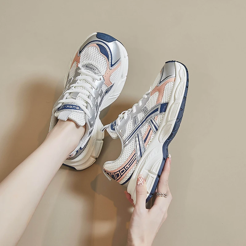 Модные женские сетчатые дышащие спортивные беговые кроссовки для отдыха: