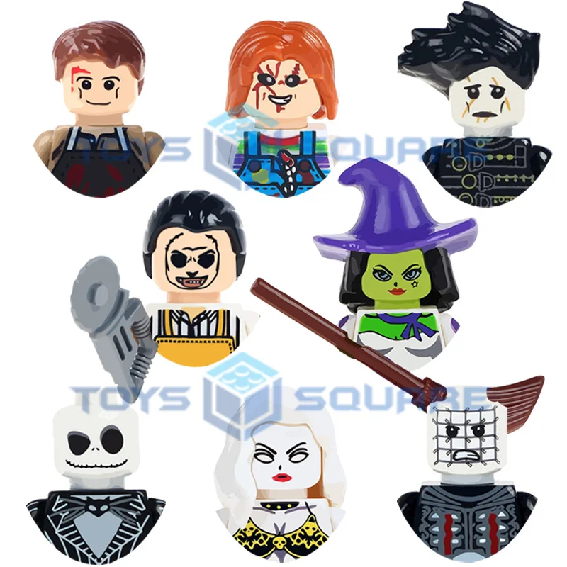 The Dexter Morgan Chucky Edward Jack Skellington Witch Lady Death Hellraiser Model Building Blocks MOC Bricks Set Gifts Toys