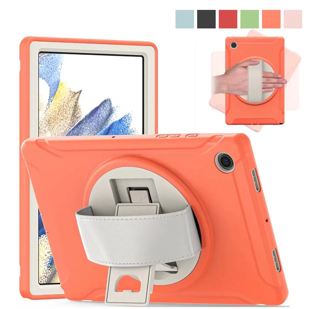 

Чехол для Samsung Galaxy Tab A8 диагональю 10,5 дюйма, фотография 2021 дюйма, детский безопасный противоударный ПК + ТПУ комбинированный чехол-подставка с ремешком на руку