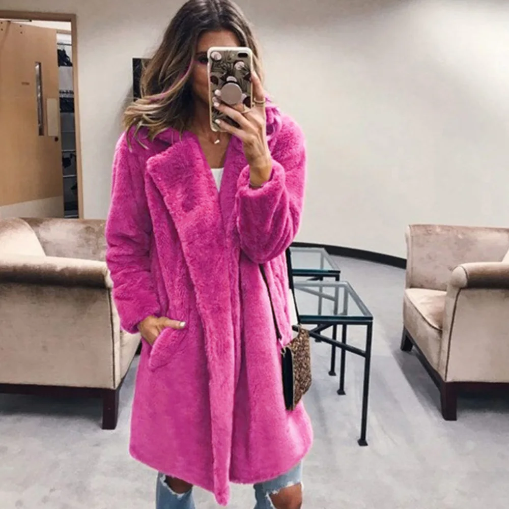 Ladies Faux Fur Coat Fashion Personality Mid-Length Suit Street Loose Casual Warm Jacket 2022 Winter New Style long fox fur