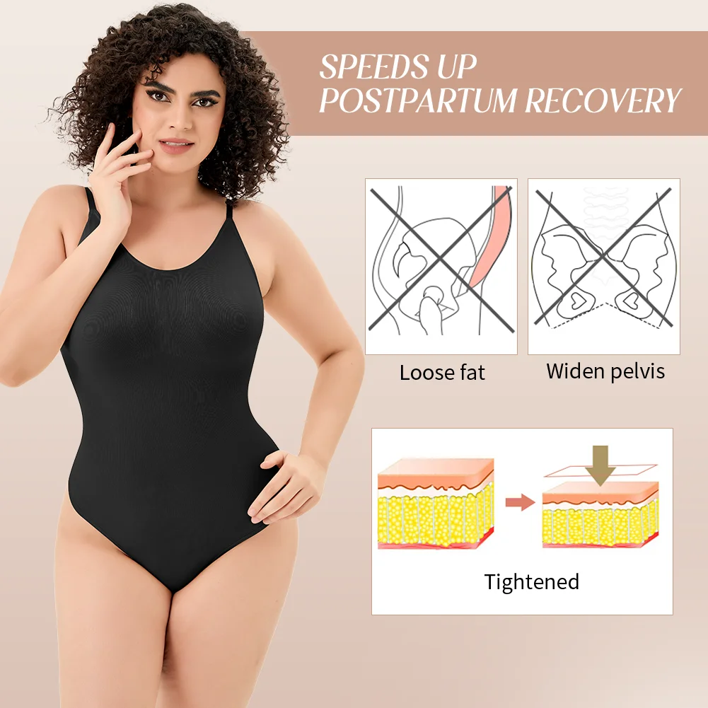 Thong Bodysuit Shaperwear for Women Tummy Control Seamless Body Shapers Belly Trimmer Sculpting Waist Trainer Backless Tank Tops