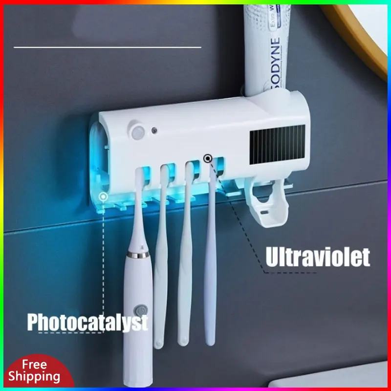 

UV Toothpaste Squeezer Automatic Solar Energy Lazy Toothpaste Brush Holder Wall Rack Storage Rack Bathroom Accessories Set