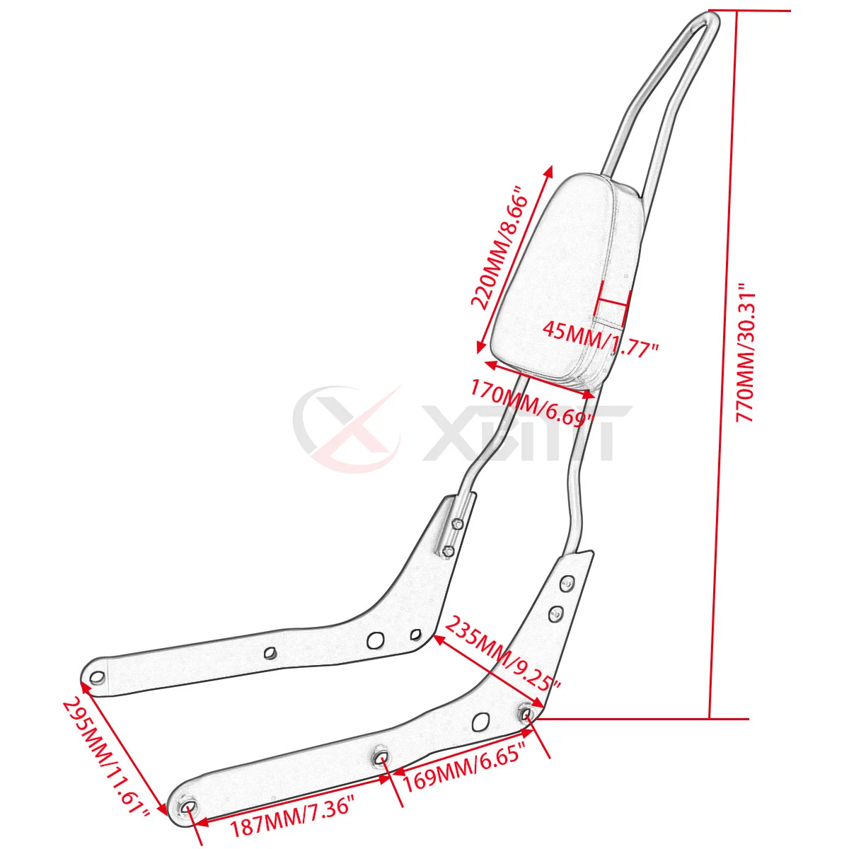Мотоцикл спинки Sissy бар для Honda Shadow Aero 750 750C VT750 VT750C 2004-2022 2021 2020 2019 2018 2017 2016 2015 2014 |
