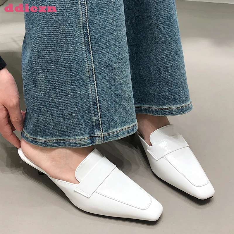 

Женские туфли-лодочки, летние шлепанцы, женская обувь, мюли на тонком высоком каблуке, Повседневная Уличная модная женская обувь, сланцы, но...