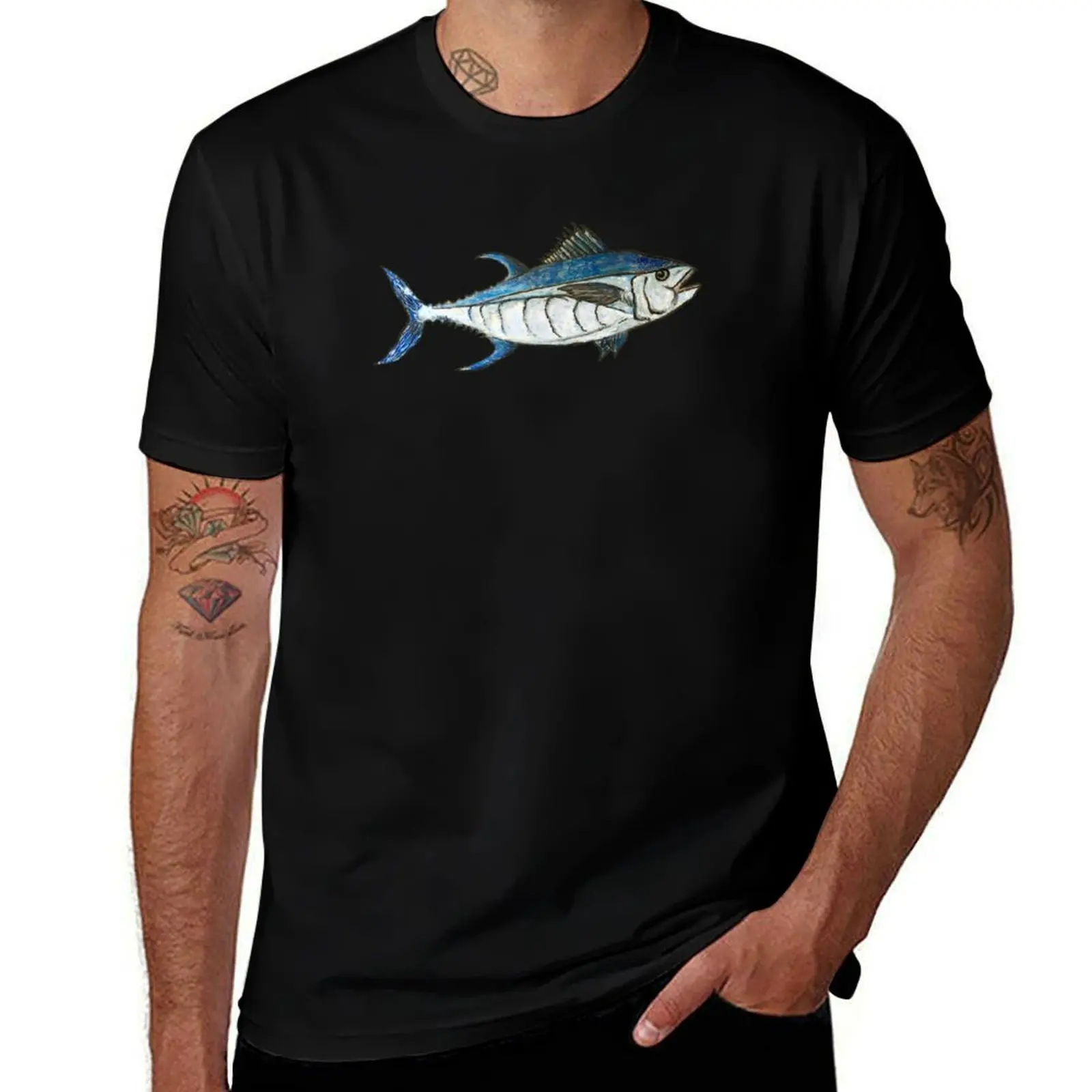 Фото Футболка с принтом Atlantic Bluefin Tuna, модная повседневная футболка с короткими рукавами №1