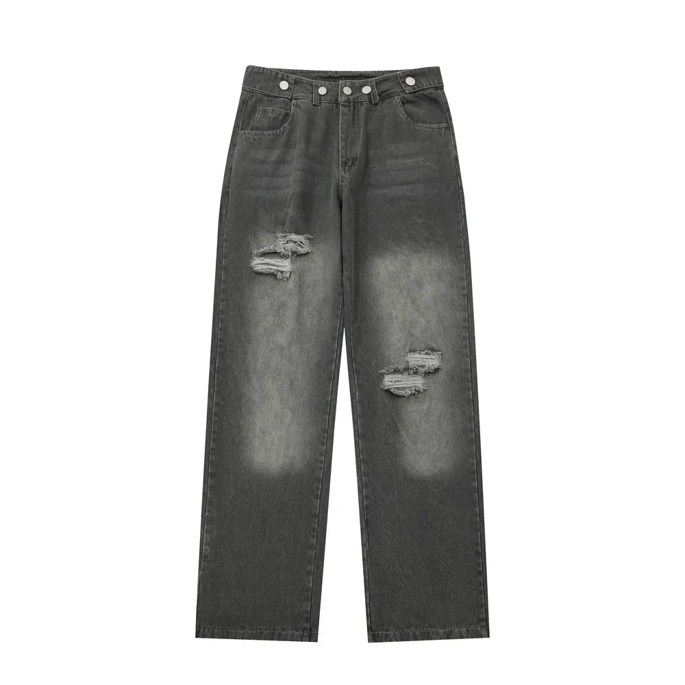 

Frayed Distressed Washed Demin Trousers Women y2k Jeans Pants for Women Black Goth Punk Women's Clothing 2023 Trending Female