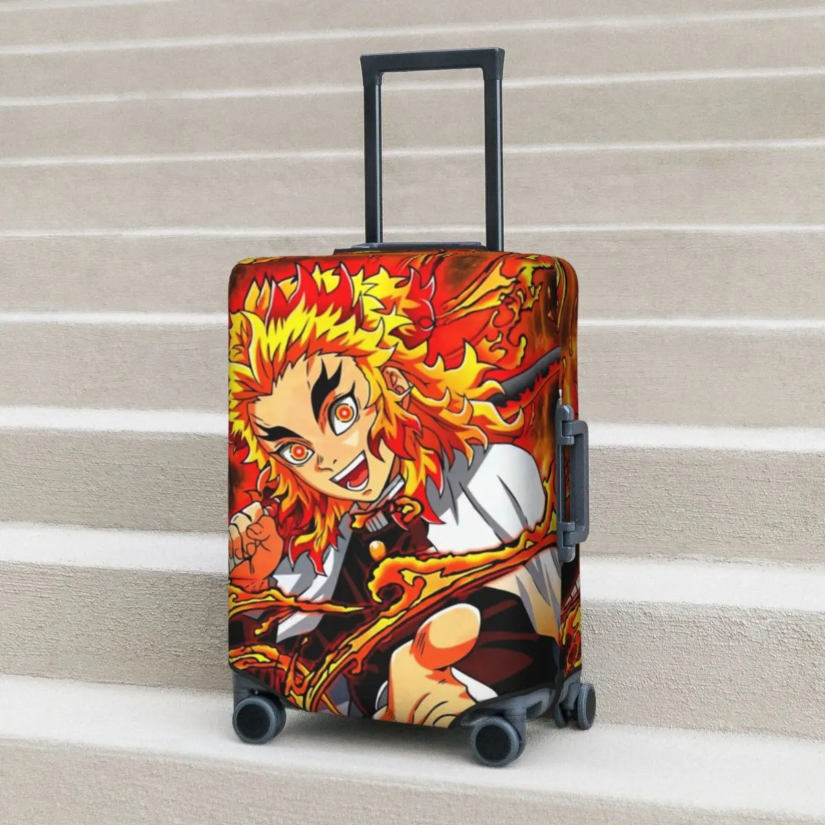 

Demon Slayer Anime Suitcase Cover The Flame Hashira Cruise Trip Holiday Elastic Luggage Supplies Protection