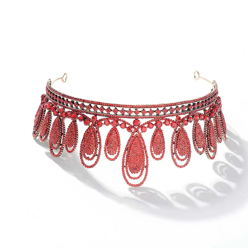 

Красное, черное, серебряное роскошное свадебное платье, корона, искусственные стразы, аксессуары для волос для принцессы на день рождения H9